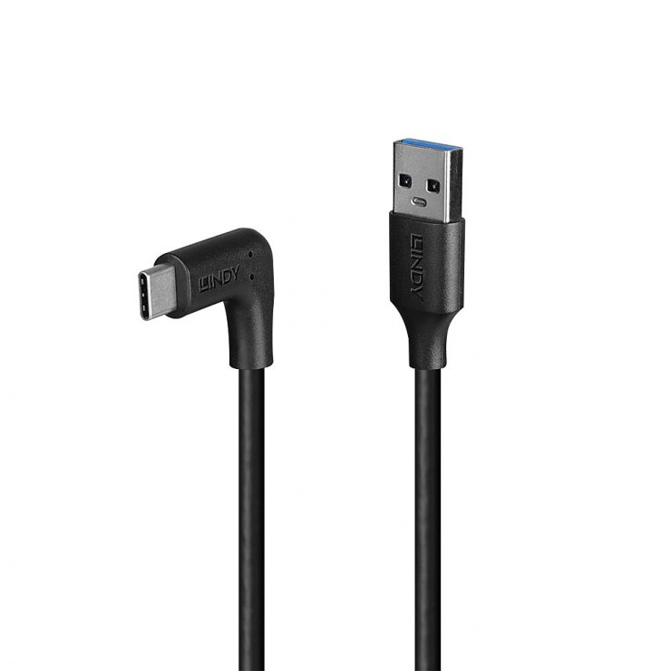 Imagine Cablu USB 3.2-A la USB type C drept/unghi 90 grade 1.5m, Lindy L32014