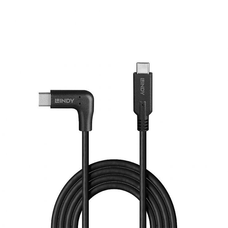 Imagine Cablu USB 3.2-C la USB type C drept/unghi 90 grade 1.5m, Lindy L32019