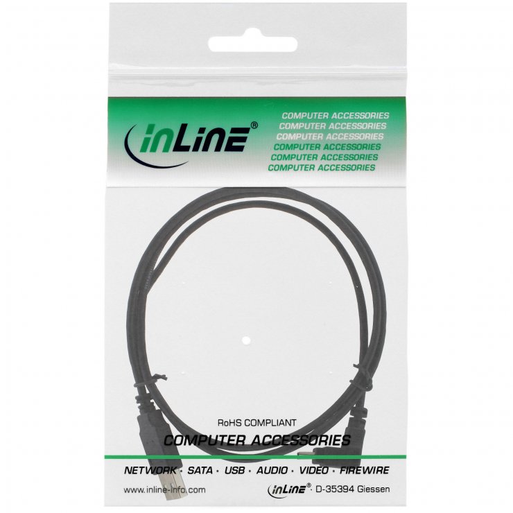 Imagine Cablu USB 2.0 la mini USB unghi jos 3m Negru, InLine IL34230