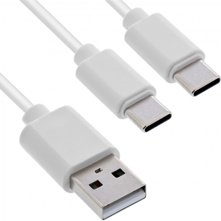 Imagine Cablu de alimentare USB-A la 2 x USB type C T-T 1m Alb, InLine IL35121W