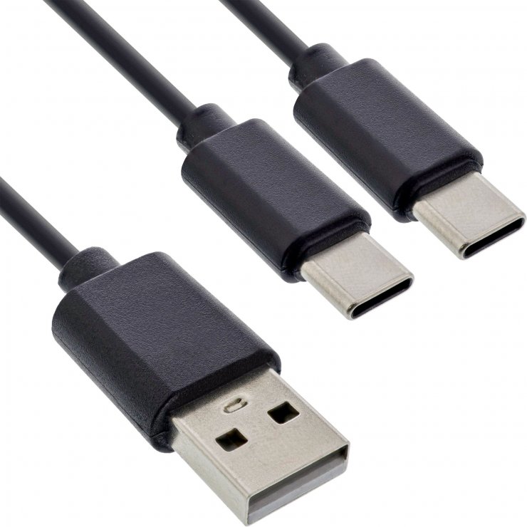 Imagine Cablu de alimentare USB-A la 2 x USB type C T-T 1m Negru, InLine IL35121