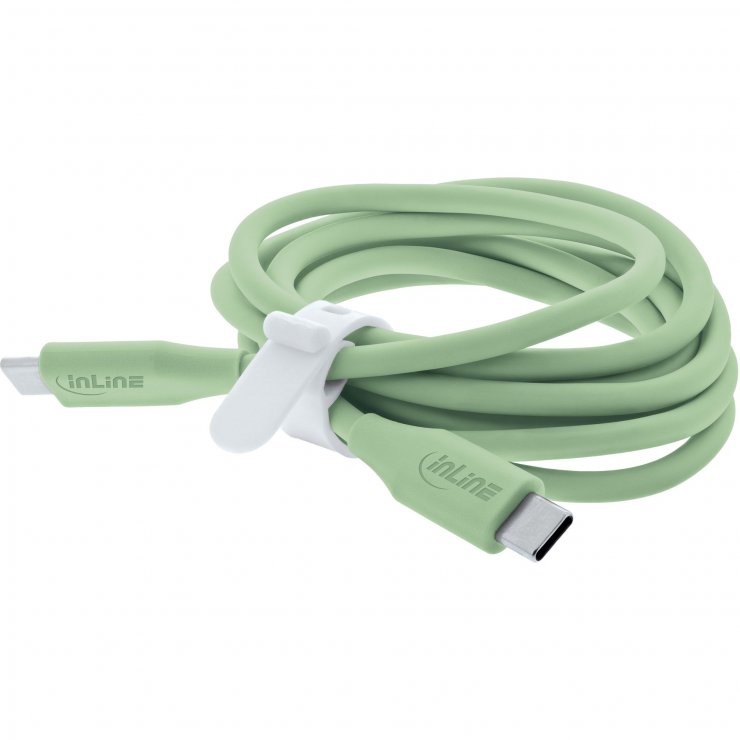Imagine Cablu USB 2.0 type C fast charging silicon 100W Verde 2m, InLine IL35892G