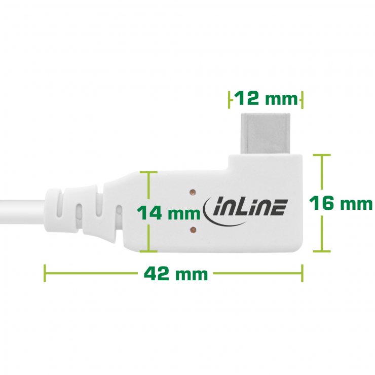 Imagine Cablu USB 4 type C drept/unghi 90 grade 240W/8K60Hz T-T 2m Alb, InLine IL35912W