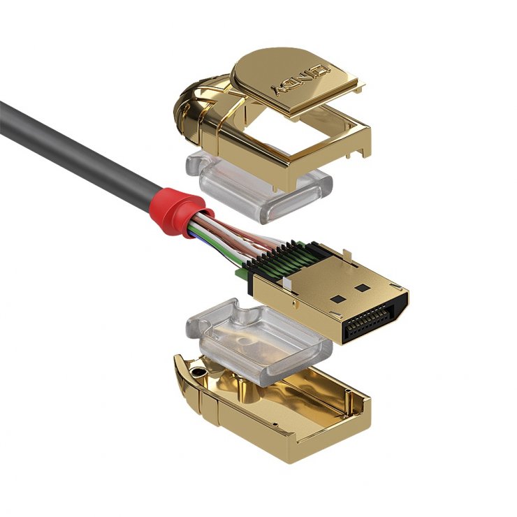 Imagine Cablu Displayport 4K60Hz UHD (DP certificat) T-T v1.2 10m Gold Line, Lindy L36296