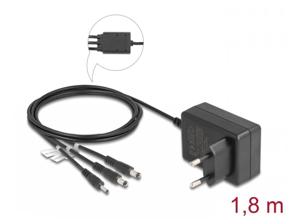 Imagine Incarcator priza la DC 3.5x1.35mm + DC 5.5x2.1mm + DC 5.5x2.5mm 5V/2A/10W, Delock 41466