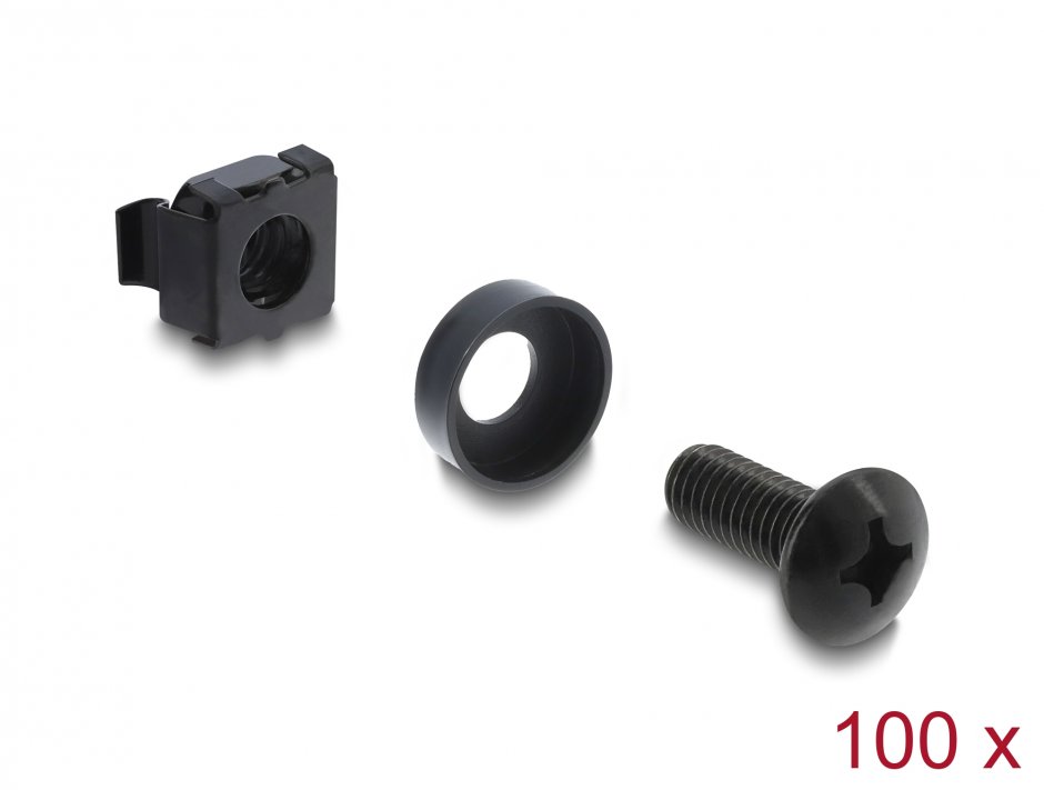 Imagine Set 100 buc suruburi M6 montare rack 10"/19", Delock 42434