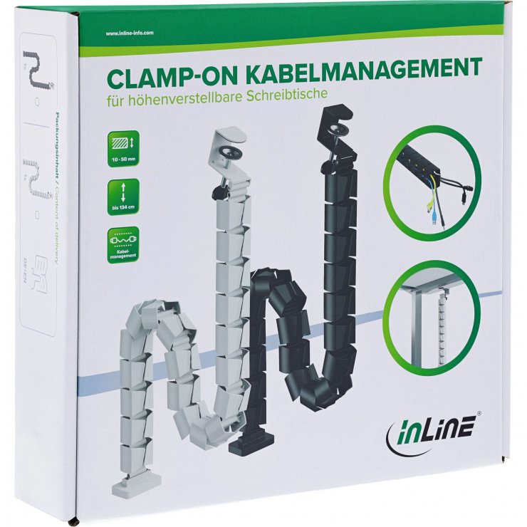 Imagine Organizator cabluri/canal cablu inaltime reglabila max. 1.34m Negru, InLine IL59996D