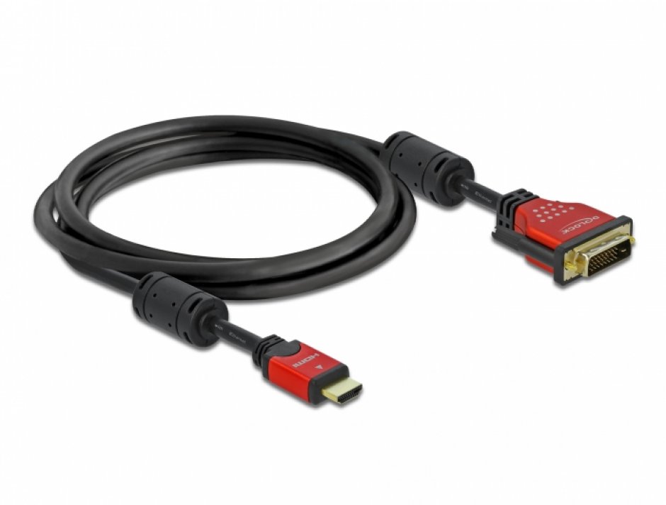 Imagine Cablu HDMI la DVI-D Dual Link 24+1pini T-T Premium 2m, Delock 84342