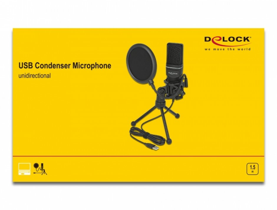 Imagine USB Condenser Microphone Set - for Podcasting, Gaming and Vocals, Delock 66331