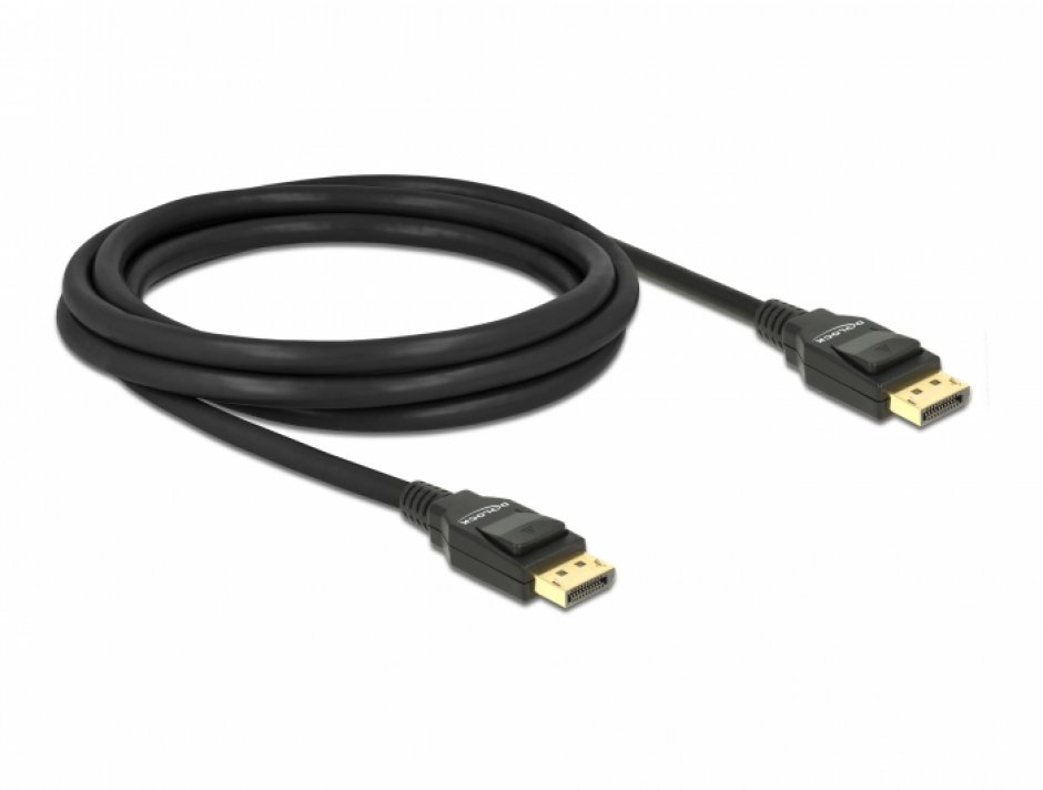 Imagine Cablu Displayport 4K60Hz T-T ecranat 2m Negru, Delock 82585