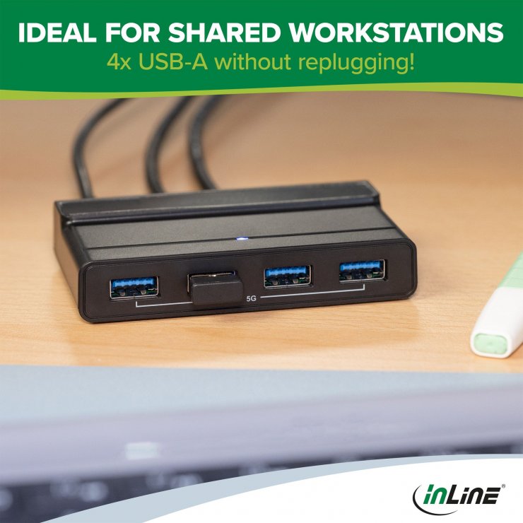 Imagine Sharing Switch USB type C 2 PC x 4 dispozitive USB-A, InLine IL60604I