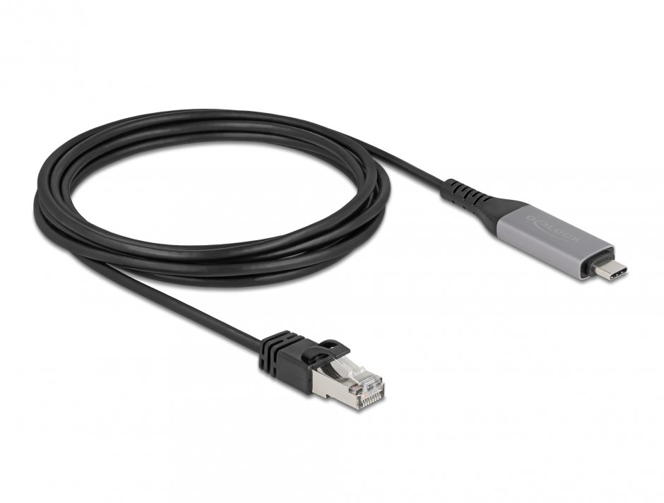 Imagine Cablu de retea USB Type C la RJ45 Gigabit LAN 3m, Delock 60761