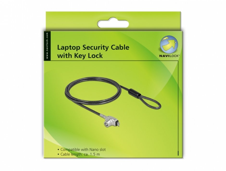 Imagine Cablu de securitate laptop pentru HP Nano slot, Navilock 20691