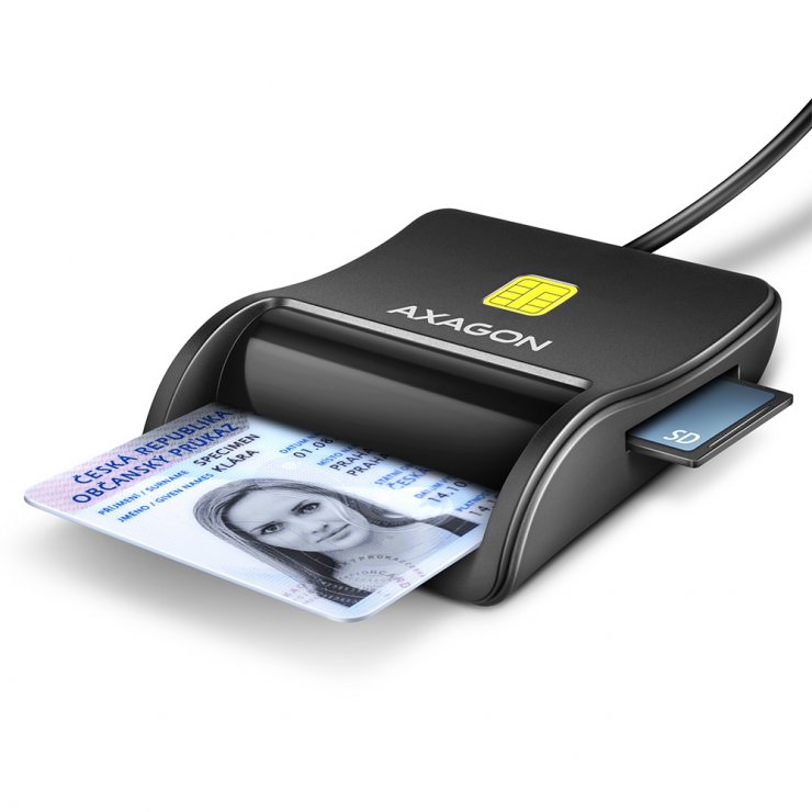 Imagine Cititor de carduri USB-A 2.0 la Smart Card/ID + SD/microSD/SIM, Axagon CRE-SM3SD
