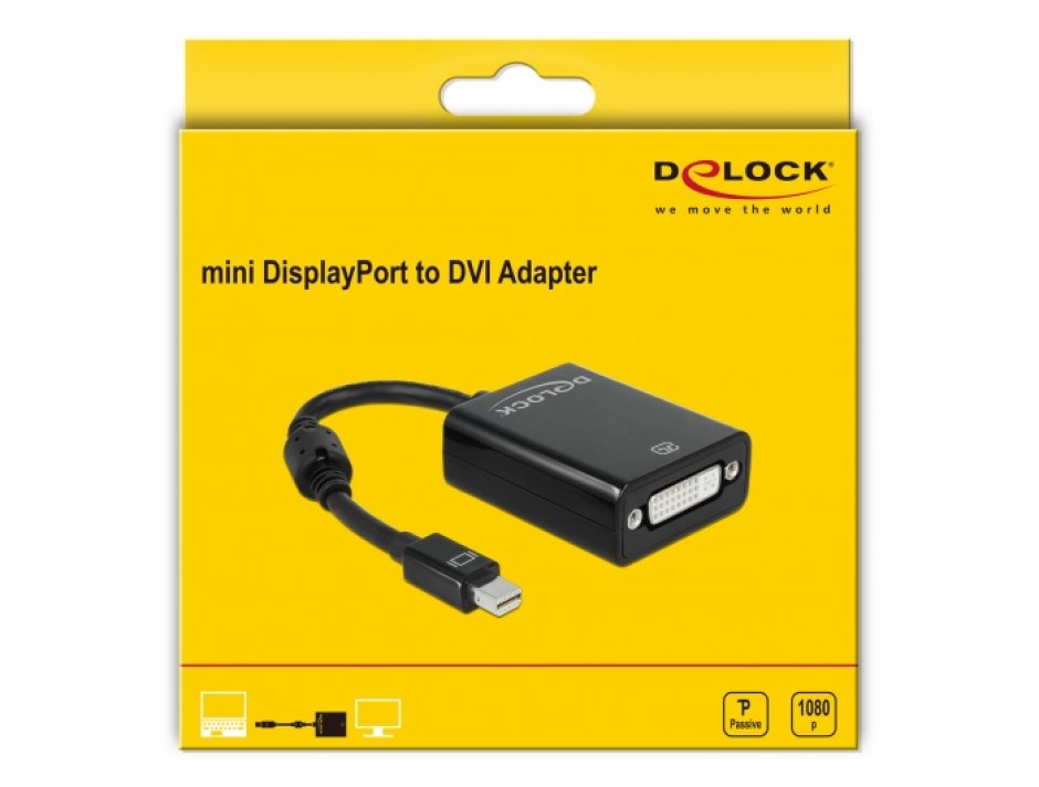 Imagine Adaptor mini Displayport la DVI 24+5 pasiv Negru T-M, Delock 65098