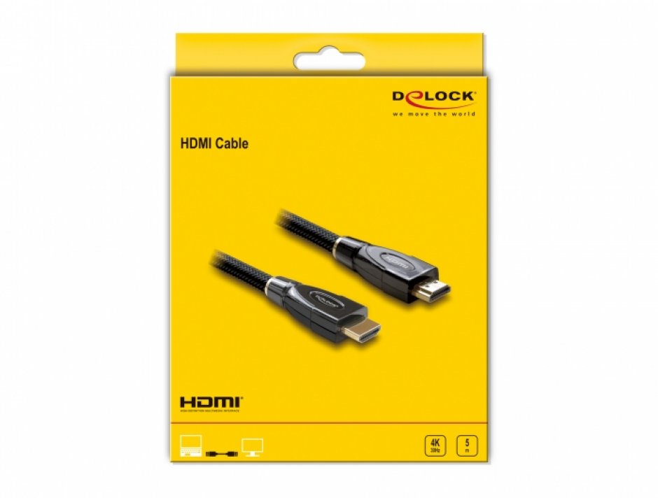 Imagine Cablu HDMI Premium 4K 19T-19T 5m, Delock 82739