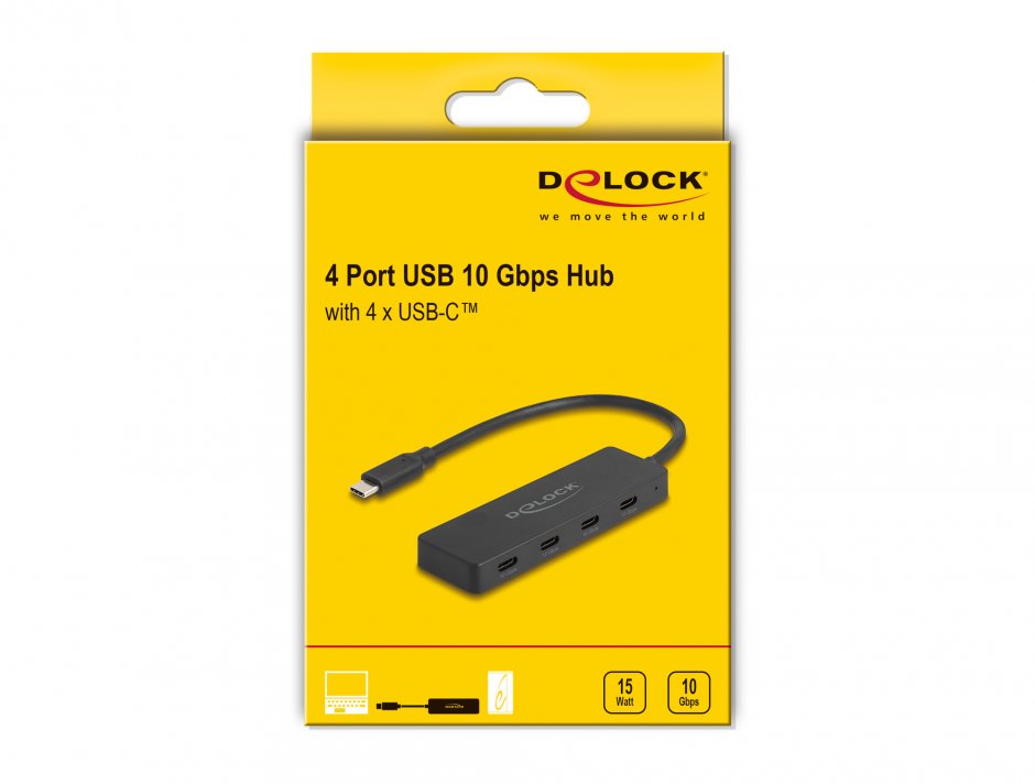 Imagine HUB USB type C 10Gbps la 4 x USB type C, Delock 64322