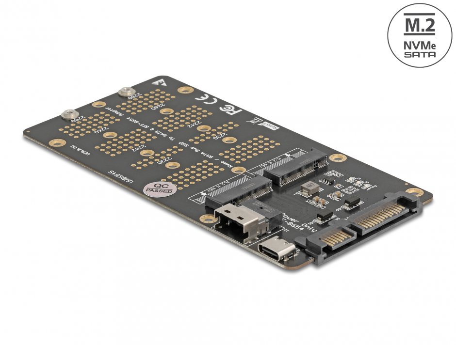 Imagine Convertor M.2 Key M NVMe SSD la SFF-8654 si M.2 Key B SATA SSD la SATA, Delock 64355