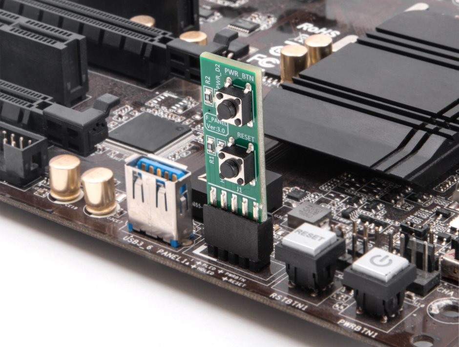 Imagine Switch cu buton Reset si Power On/Off pentru placa de baza PC, Delock 64356