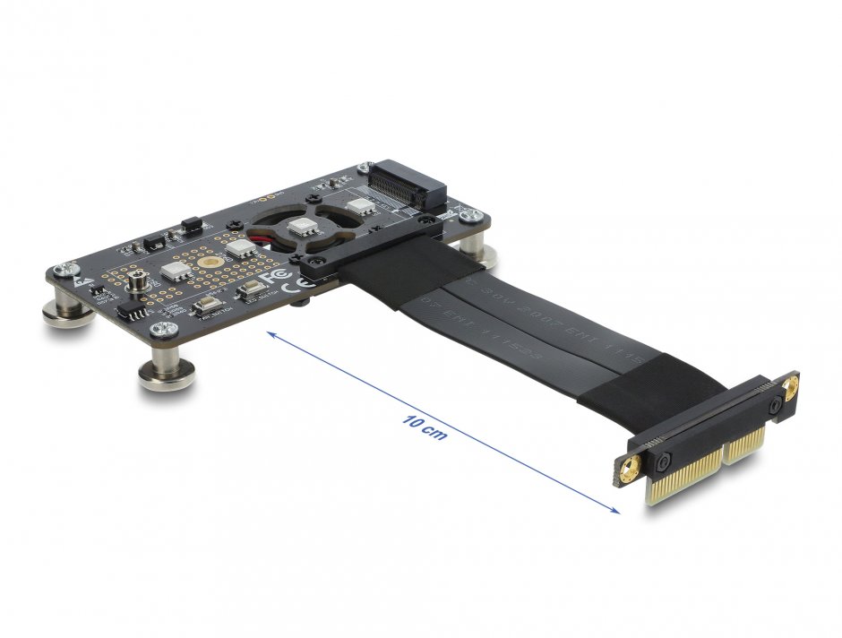 Imagine PCI Express 3.0 x4 la M.2 Key M cu fan + cablu 10cm, Delock 64357