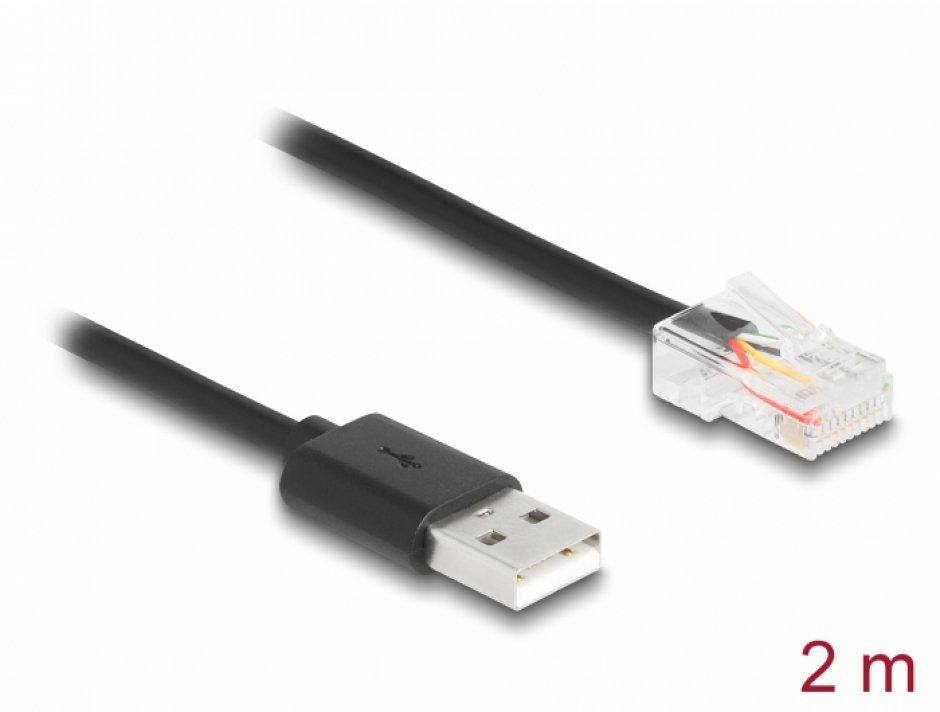 Imagine Cablu de comunicare USB 2.0-A la RJ50 pentru UPS 2m, Delock 67016