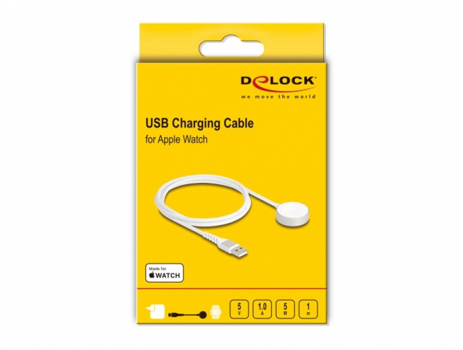 Imagine Cablu de incarcare USB magnetic pentru Apple Watch MFi 1m, Delock 83006