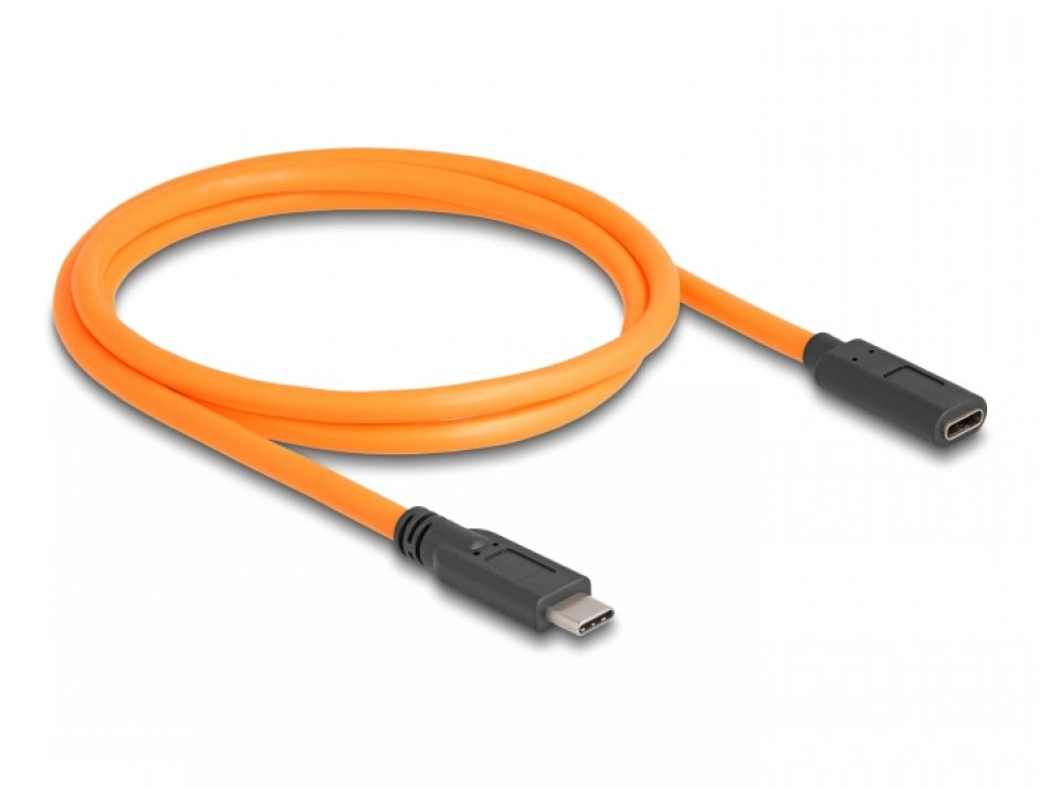 Imagine Cablu prelungitor USB 3.1 type C pentru tethered shooting T-m 1m Orange, Delock 87960