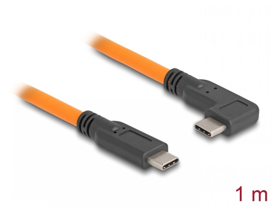 Imagine Cablu USB 3.1 type C pentru tethered shooting drept/unghi T-T 1m Orange, Delock 87961