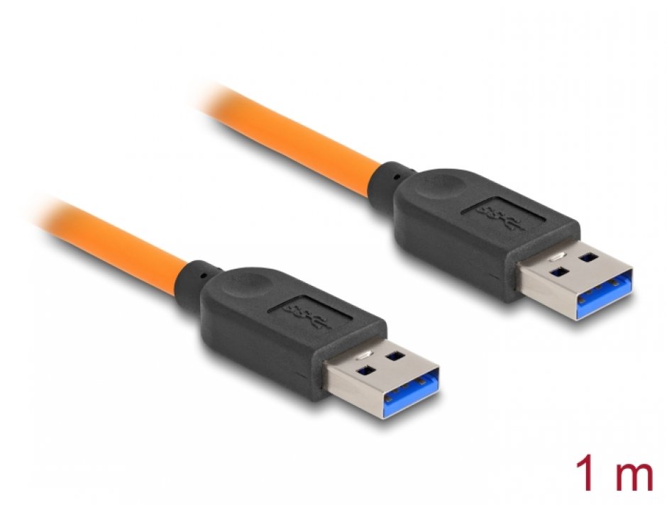 Imagine Cablu USB 3.1-A pentru tethered shooting T-T 1m Orange, Delock 87962