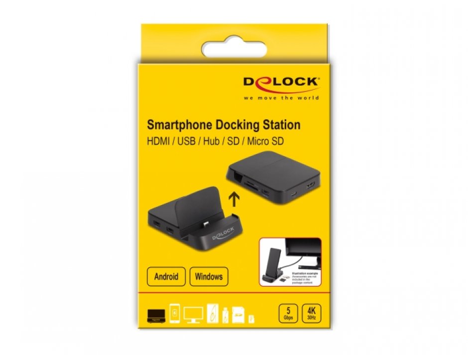 Imagine Docking station USB type C la HDMI / USB / Hub / SD / Micro SD, Delock 88018