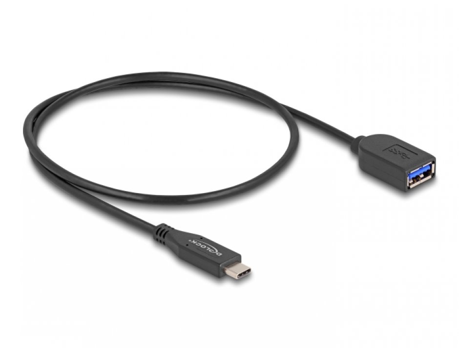 Imagine Cablu USB 3.2 type C la USB-A T-M coaxial 0.5m, Delock 60568