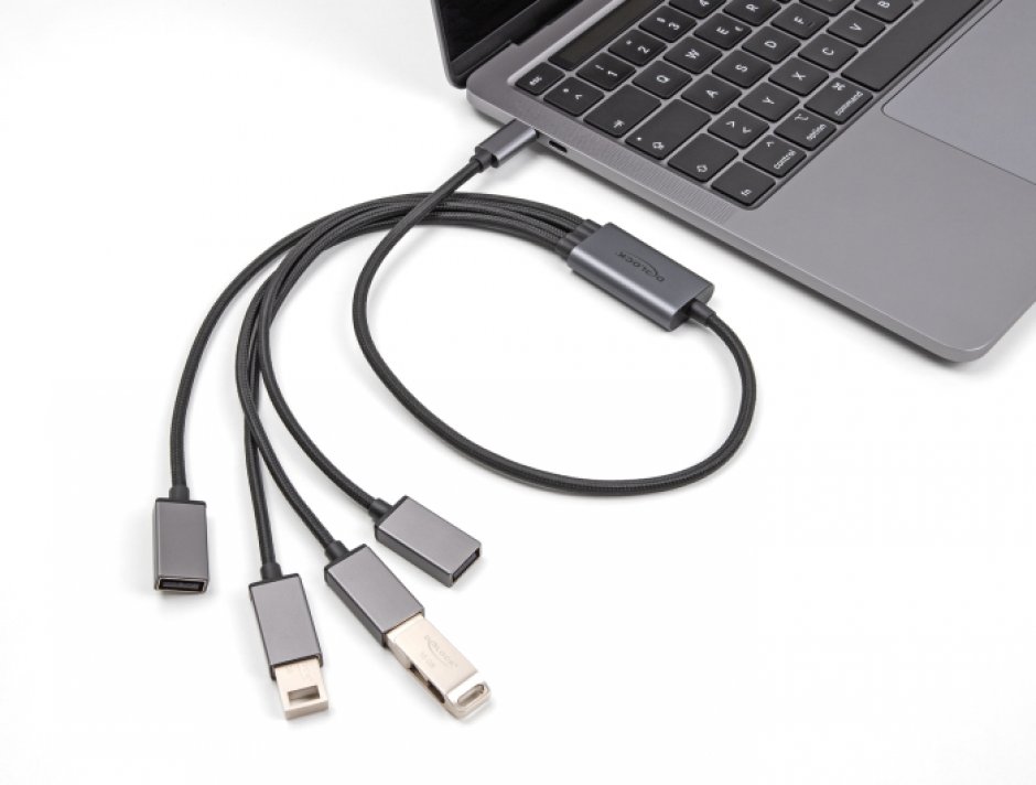 Imagine HUB USB type C la 4 x USB-A 0.6m, Delock 64210