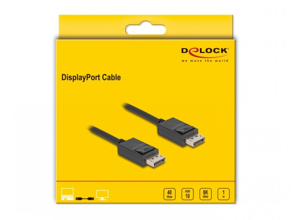Imagine Cablu Displayport 16K30Hz/8K60Hz/4K120Hz T-T 1m, Delock 80492