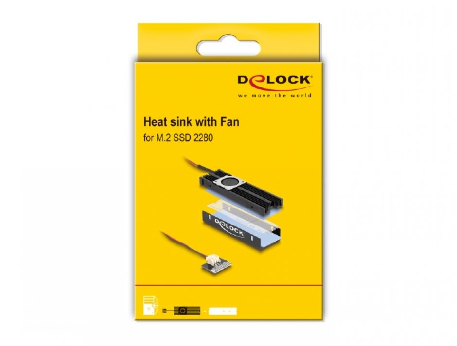 Imagine Heat sink cu ventilator pentru M.2 SSD 2280, Delock 18451