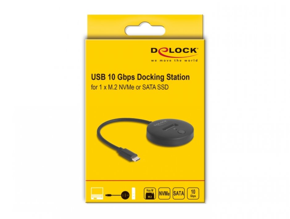 Imagine Docking station USB 3.2 type C la SSD M.2 NVMe / SATA, Delock 64254