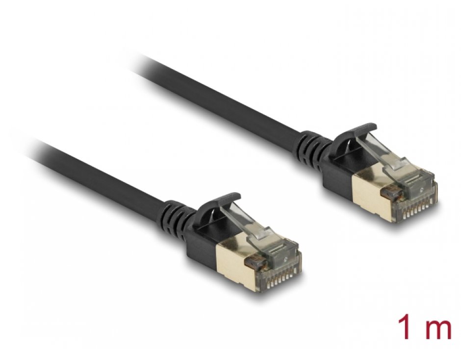 Imagine Cablu de retea RJ45 Cat.8.1 FTP Slim Pro 1m Negru, Delock 80339