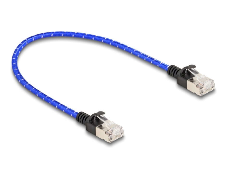 Imagine Cablu de retea RJ45 Cat.6A FTP Slim brodat 0.3m, Delock 80375