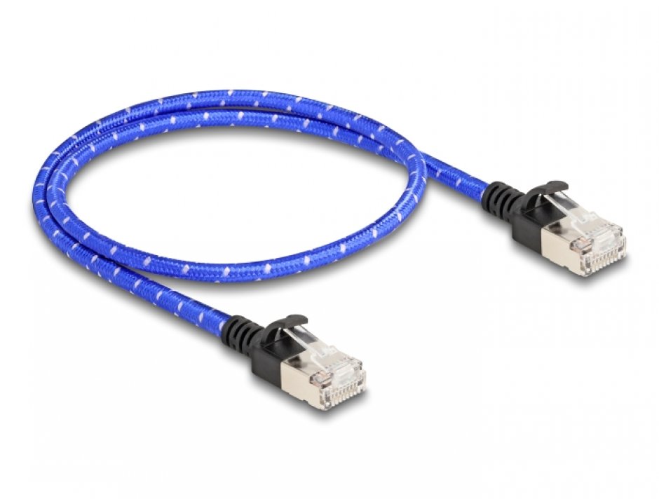 Imagine Cablu de retea RJ45 Cat.6A FTP Slim brodat 0.5m, Delock 80376
