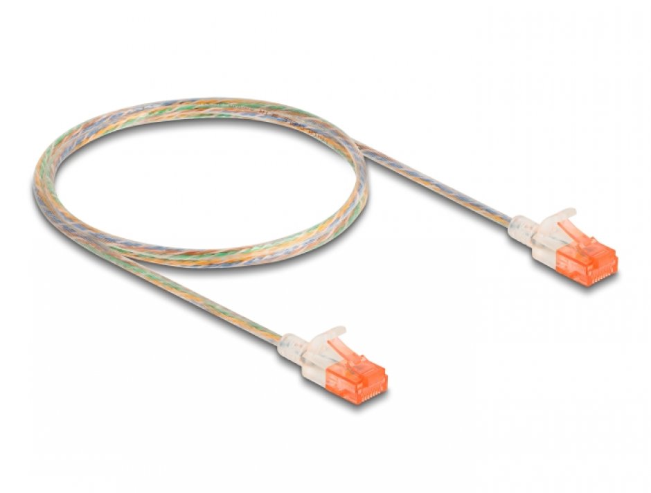 Imagine Cablu de retea RJ45 Cat.6A UTP Slim 1m transparent, Delock 80353