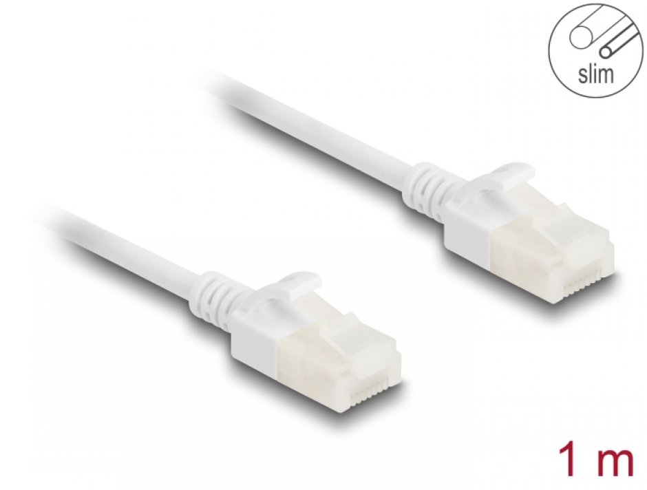 Imagine Cablu de retea RJ45 Cat.6A UTP pentru uz industrial Slim 1m Alb, Delock 80359