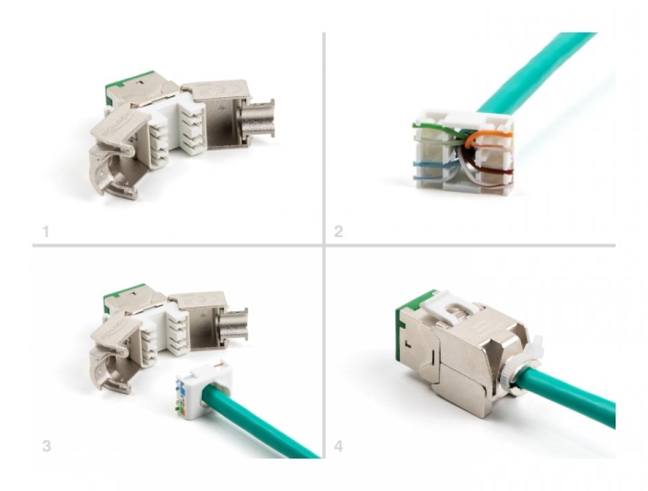 Imagine Set 10 buc modul keystone RJ45 LSA Cat.6A toolfree Verde, Delock 88116