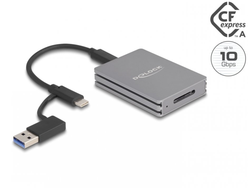 Imagine Cititor de carduri USB type C la CFexpress type A, Delock 91012