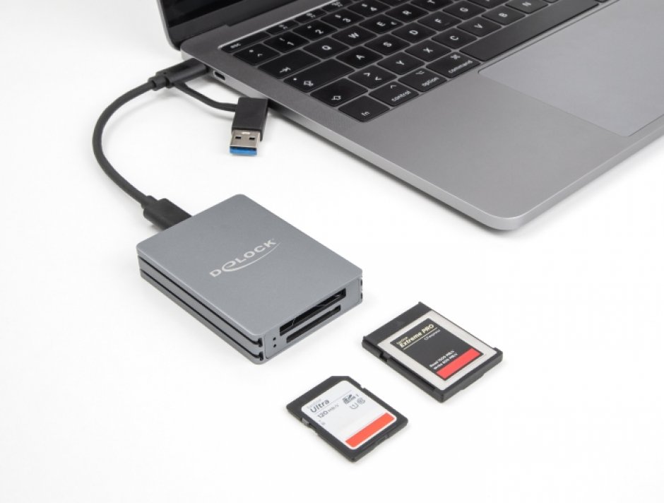 Imagine Cititor de carduri USB type C la SD/CFexpress type B, Delock 91011