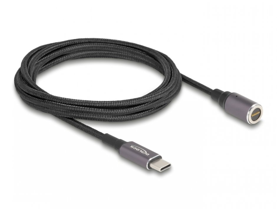 Imagine Cablu de incarcare USB type C la conector magnetic 1.8m brodat, Delock 80780