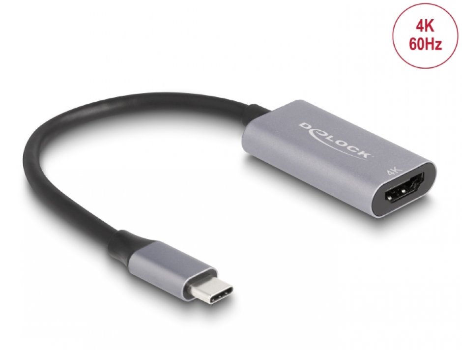 Imagine Adaptor USB type C la HDMI (DP Alt Mode) 4K60Hz cu HDR/HDCP, Delock 60020