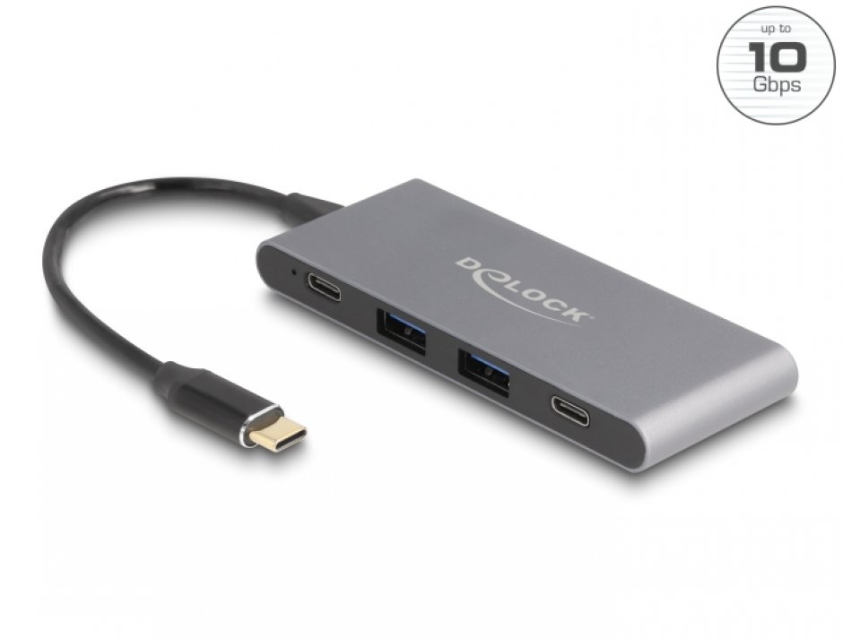 Imagine HUB USB 3.2 type C la 2 x USB type C + 2 x USB-A, Delock 64111