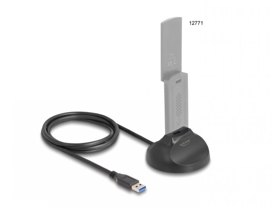 Imagine Cablu prelungitor USB 3.2 cu baza magnetica T-M 1.2m, Delock 64271