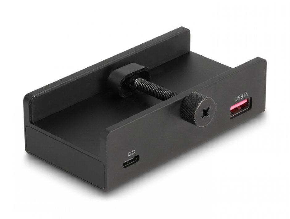 Imagine HUB USB-A 5Gbps la 2 x USB-A/1 x USB Type C/SD+MicroSD/jack stereo montare monitor Negru, Delock 64285