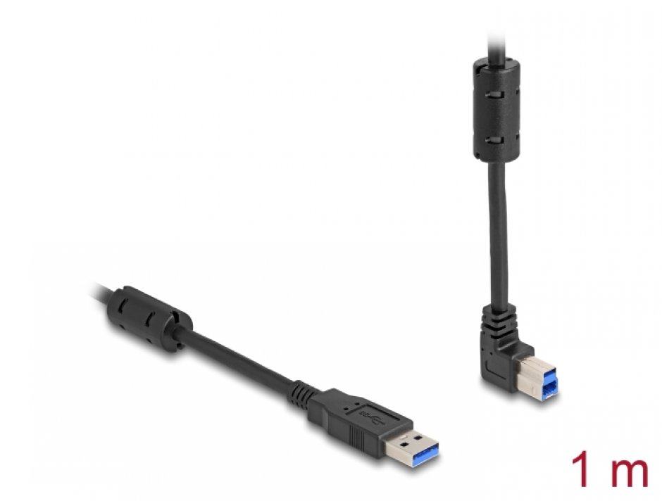 Imagine Cablu USB 3.0-A la USB-B drept/unghi sus 1m, Delock 81104