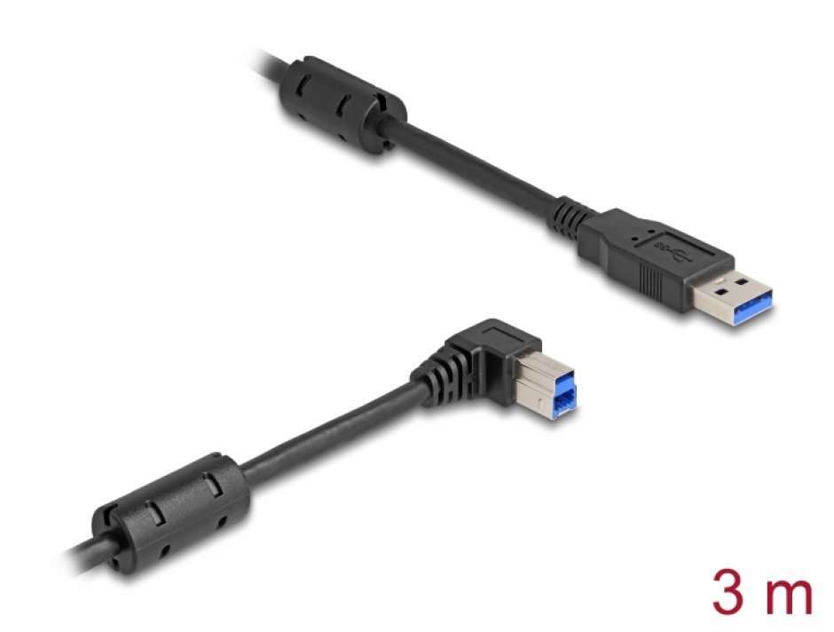 Imagine Cablu USB 3.0-A la USB-B drept/unghi dreapta 3m, Delock 81110